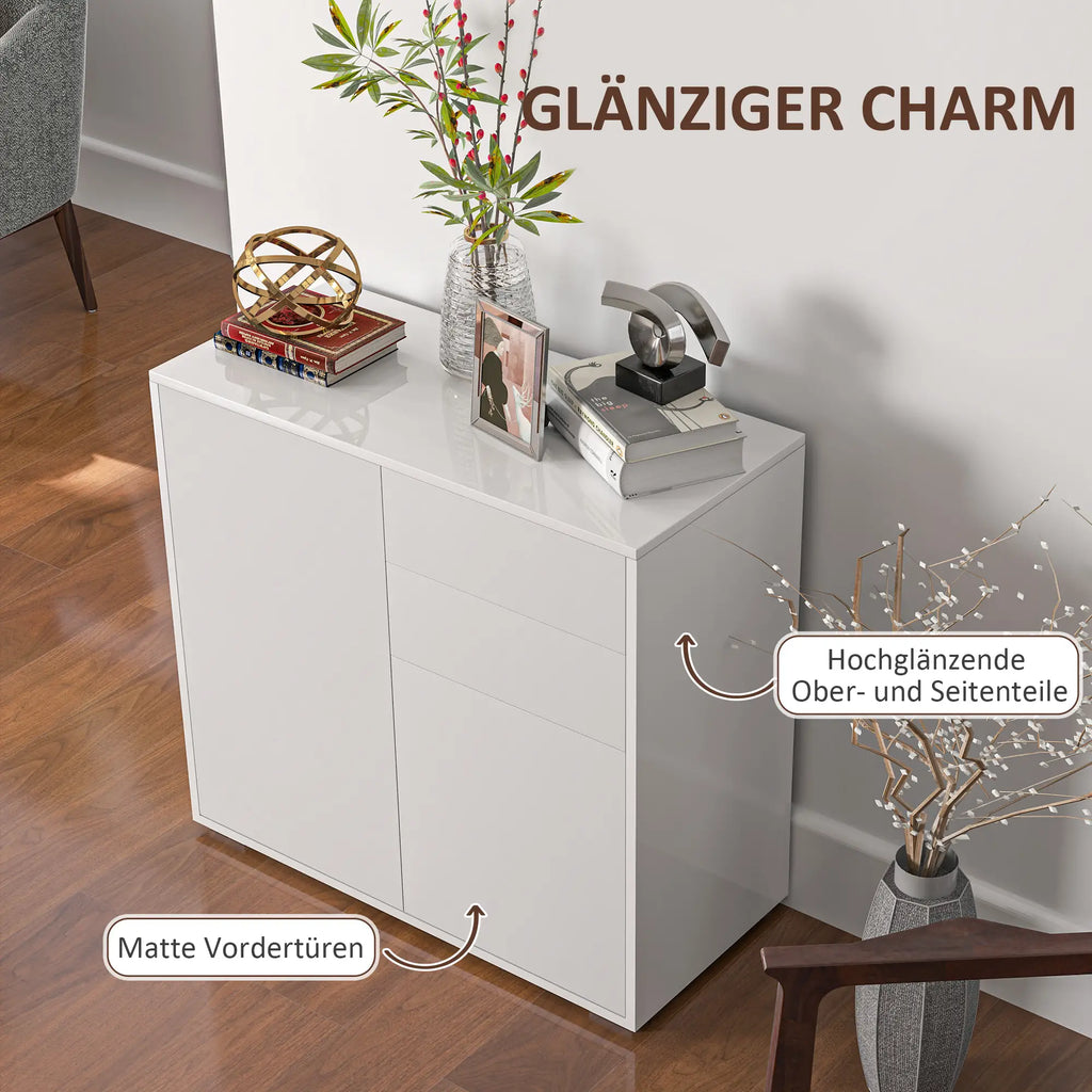 HOMCOM Credenza Comodino Armadietto con Scaffale Regolabile Antiribaltamento Bianco