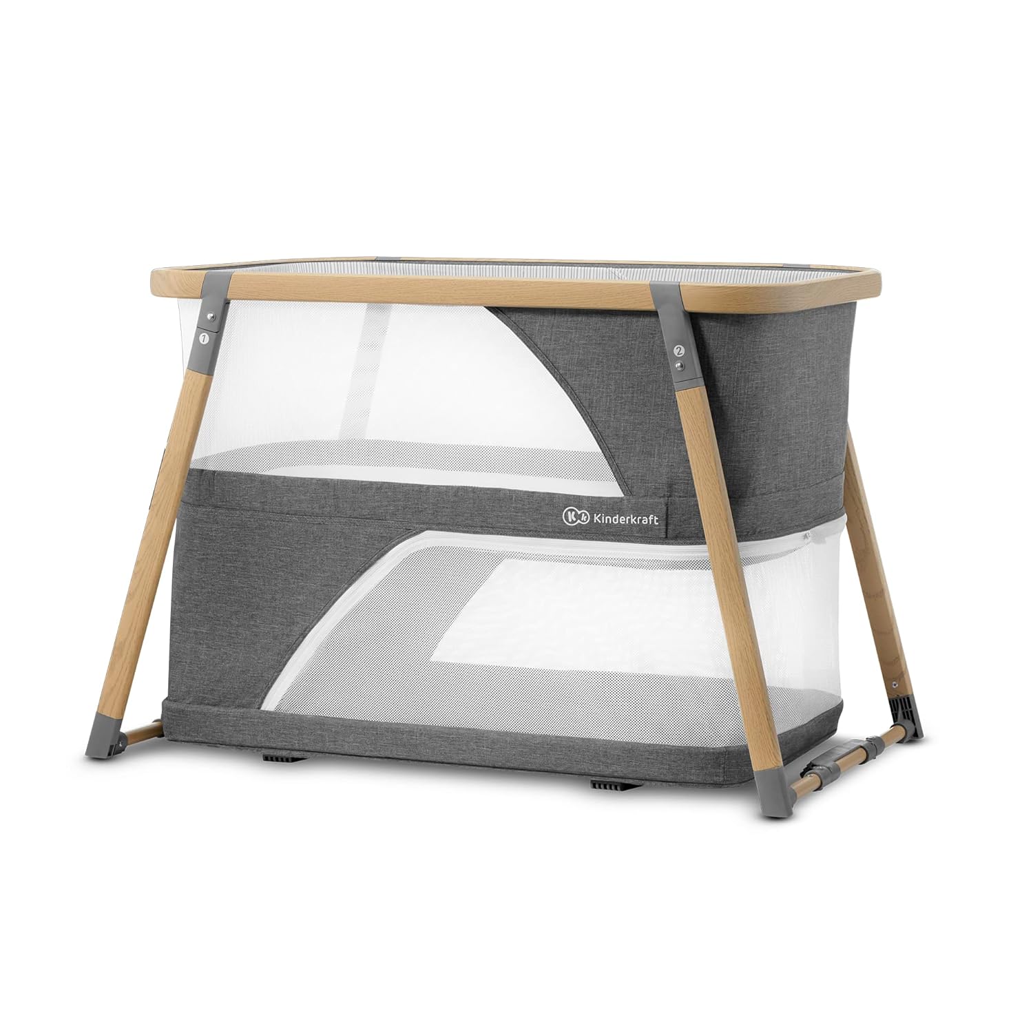 Kinderkraft Culla da Viaggio 4 in 1 SOFI, Culle per Bambini, Lettino, Lettino da Affiancare al Letto, Lettino da Viaggio con Accessori, con Funzione Box, Design Moderno, Dimensioni Ridotte da Piegato, Grigio