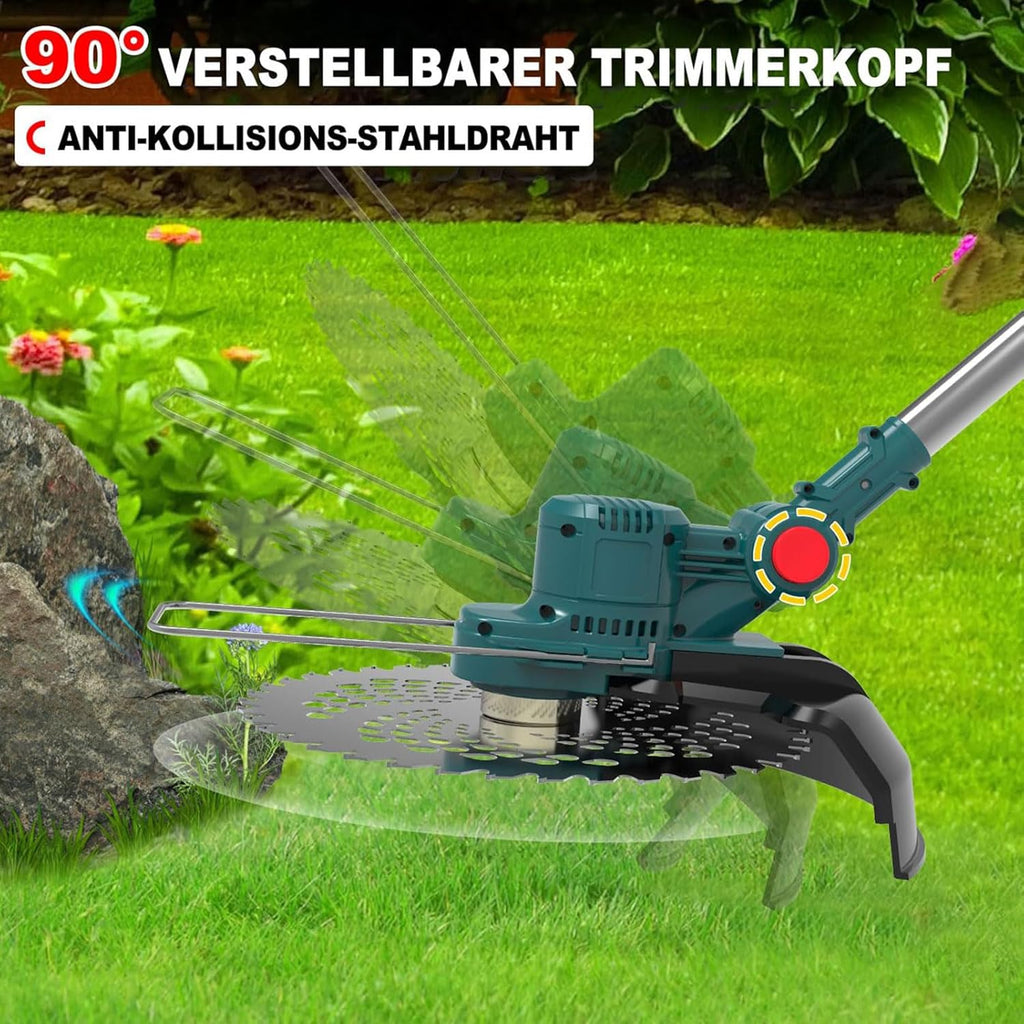 Hengriacly Tagliabordi a Batteria 21V, Tagliabordi a Batteria per Makita, Tagliabordi con Spazzola per Erbacce, Decespugliatore a Batteria, Motosega a Batteria - Include 2 Batterie da 4.0Ah e Caricabatterie, Motore Brushless da 750W