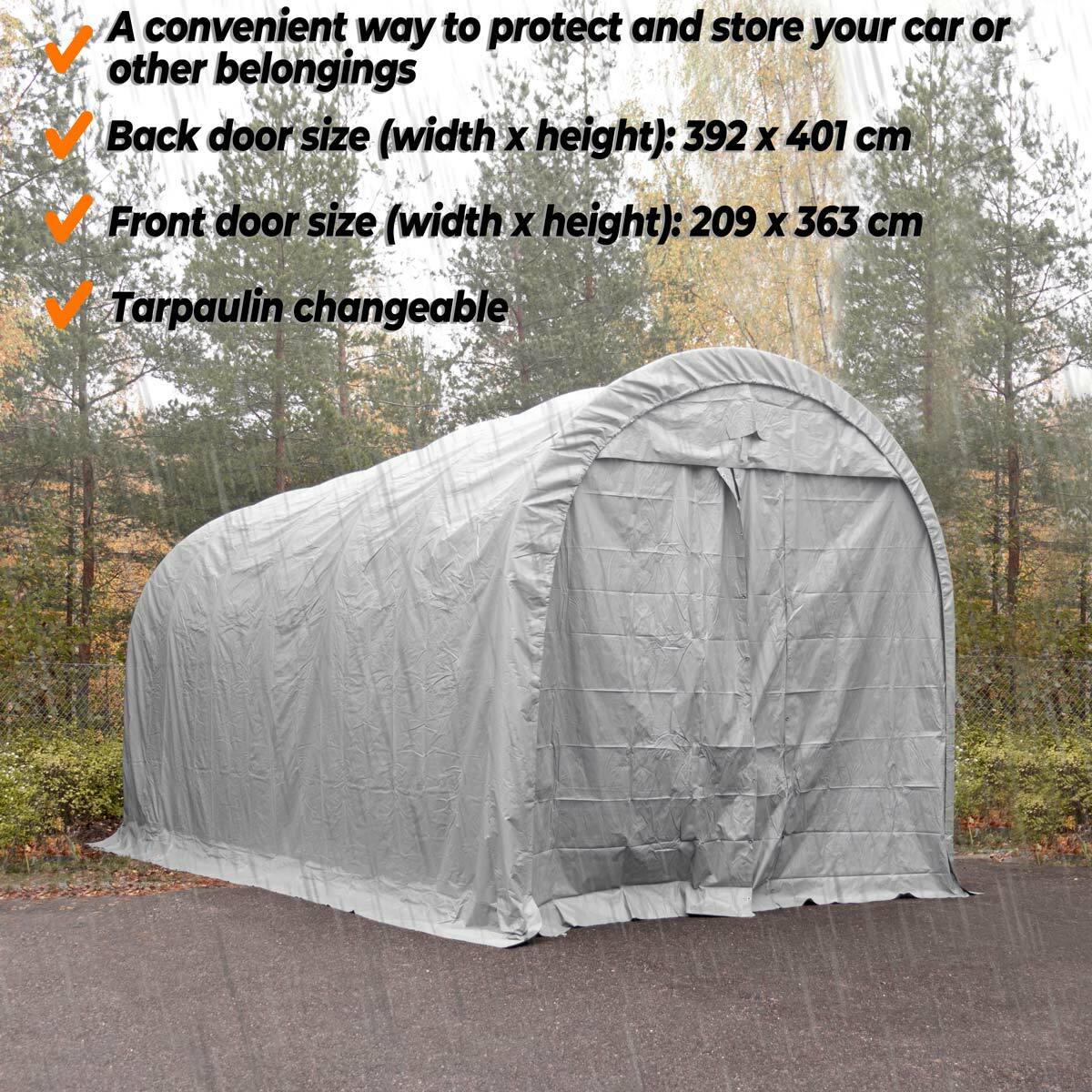 Fornorth Tenda Garage 3,5x7,5m, Grigio Chiaro