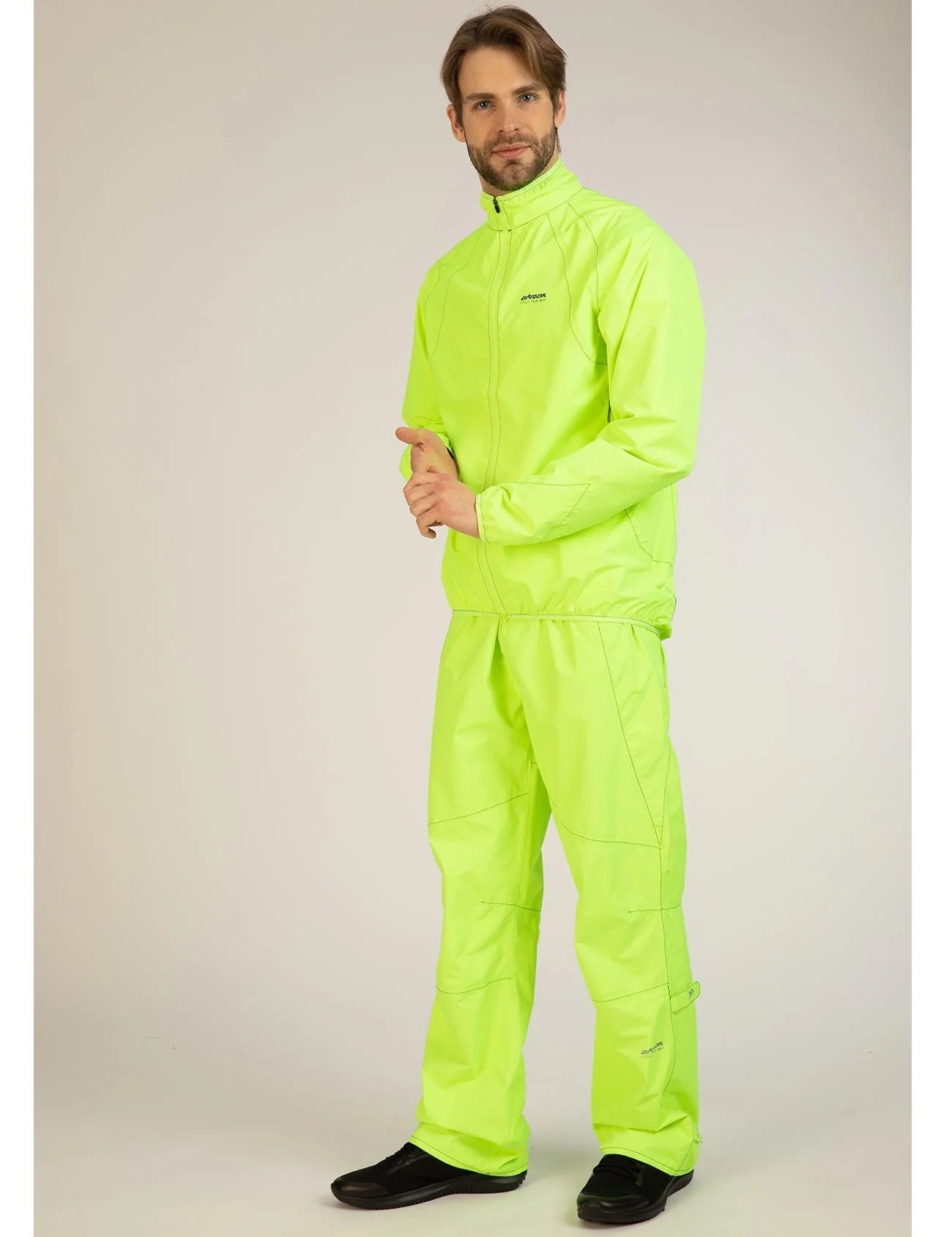 Pantaloni antipioggia lunghi da uomo / Pantaloni da ciclismo Comfort Line Neon Prodotto in set