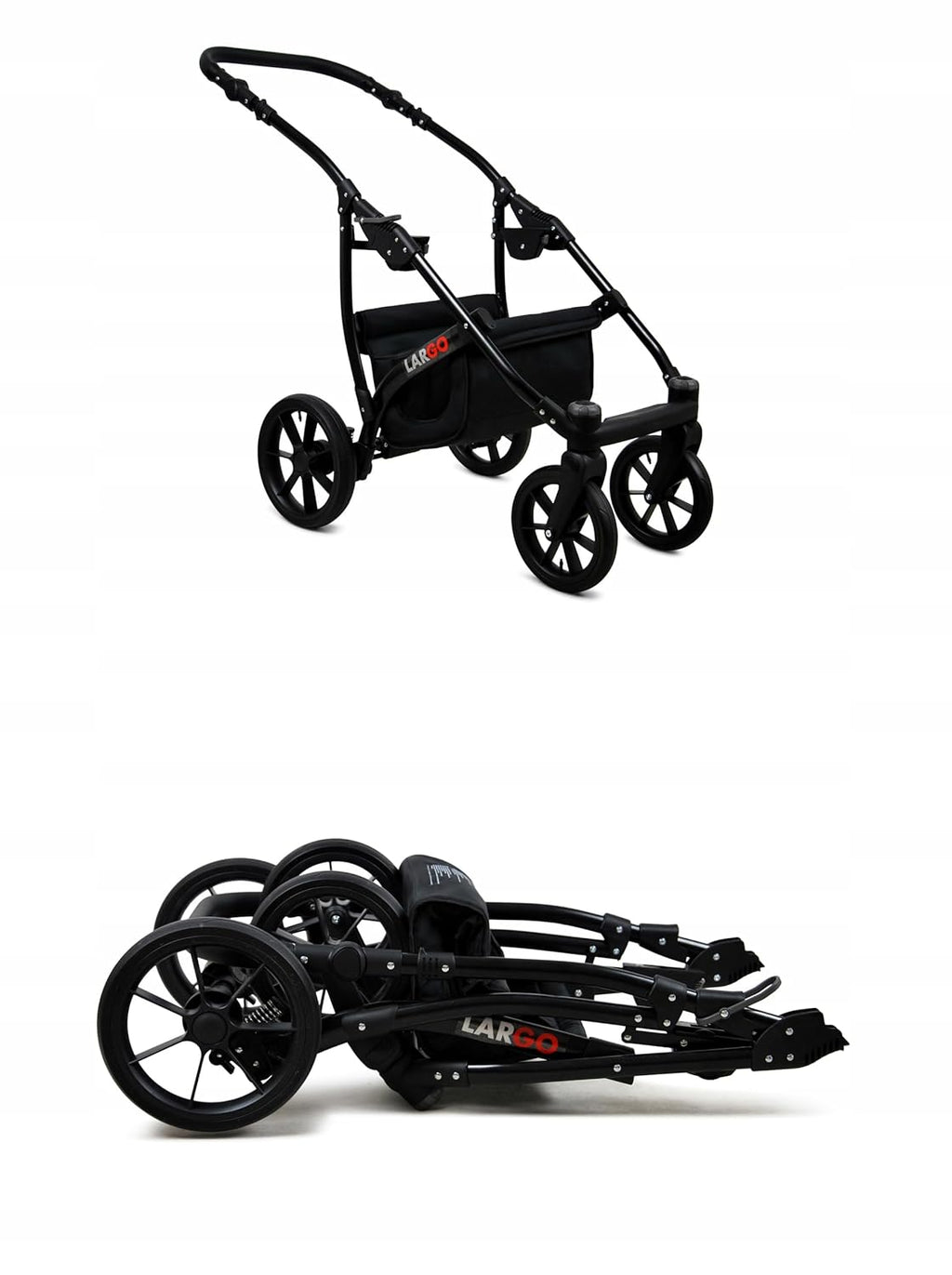 BabyLux Largo 2-in-1 Baby Kinderwagen Tief und Kinderwagen mit Zubehör Verstellbar und faltbar Aluminiumkonstruktion Wasserdicht Nicht abnehmbare Räder Brown Cream White Frame