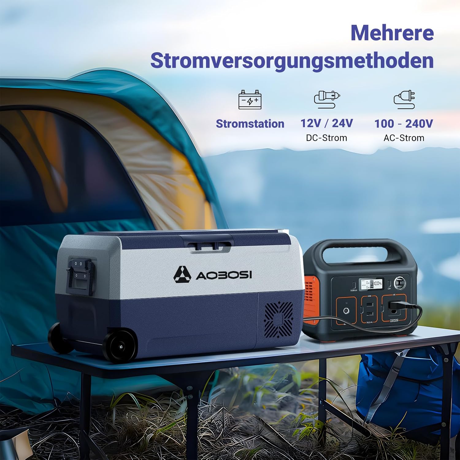 AAOBOSI Frigo Box a Compressore 36 L, Frigo Portatile per Auto con Controllo App WiFi, 12/24 V e 100-240 V, fino a -20 °C per Auto, Camion, Barca, Camper, Campeggio, Doppia Zona