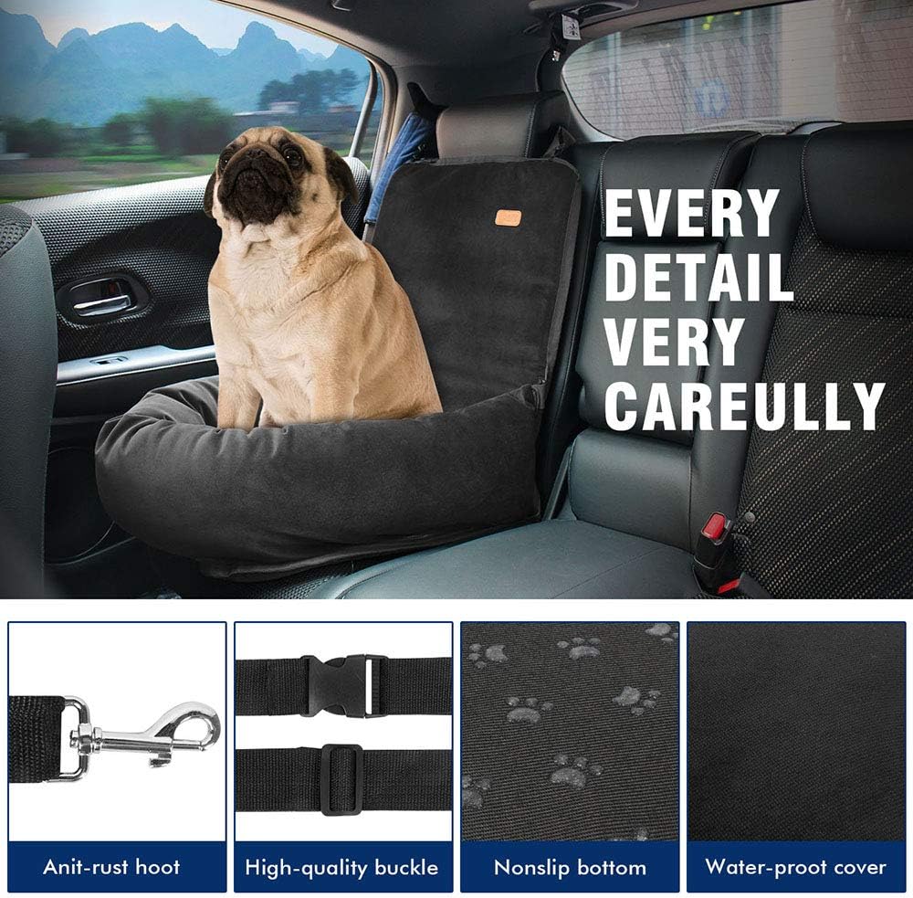 Trasportino da viaggio per auto per animali domestici di piccola, media e grande taglia, per cani/gatti, cuccioli, con parte inferiore antiscivolo e rivestimento lavabile, nero