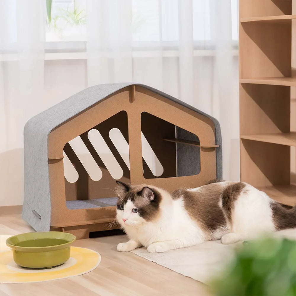 Cat Villa di Lusso - Casetta Extra Large Semichiusa per Gatti con Struttura in Legno
