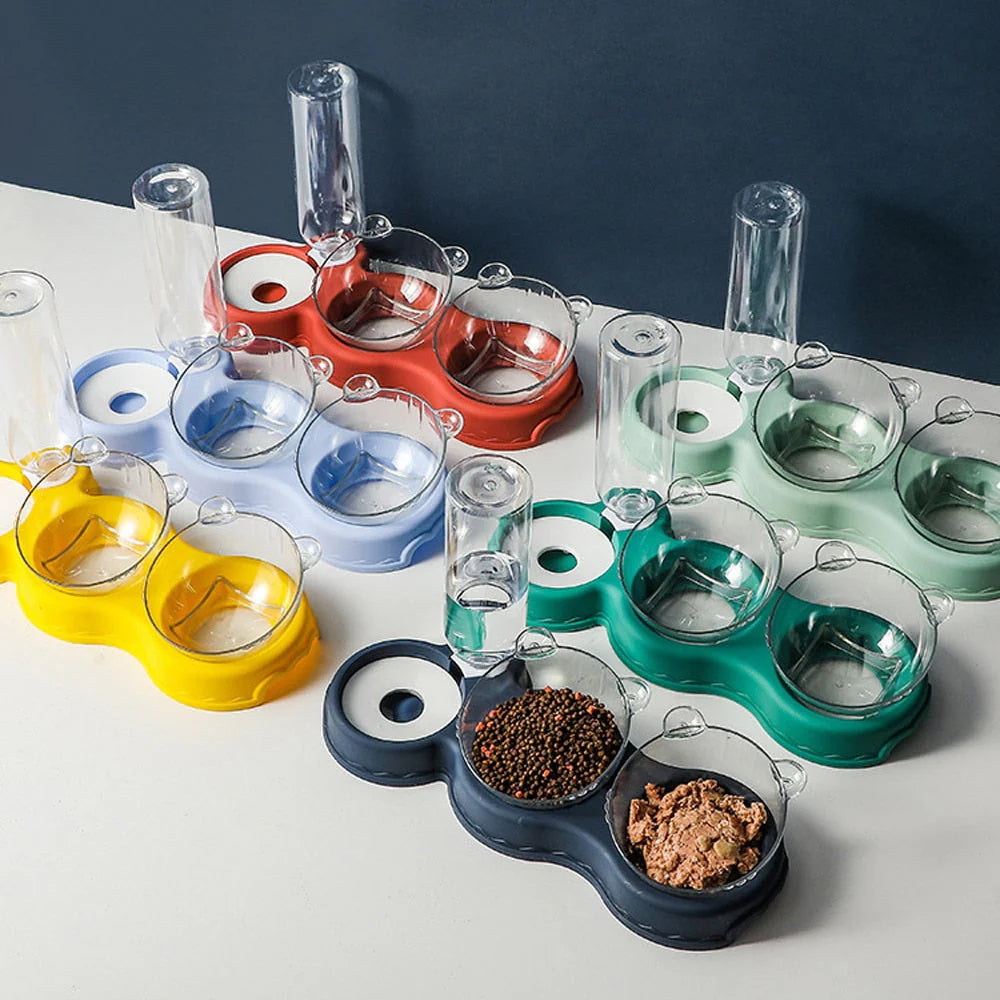 Multifunktionaler 3-in-1 Futter- und Wasserspender für Katzen & Hunde | Rutschfest und Praktisch