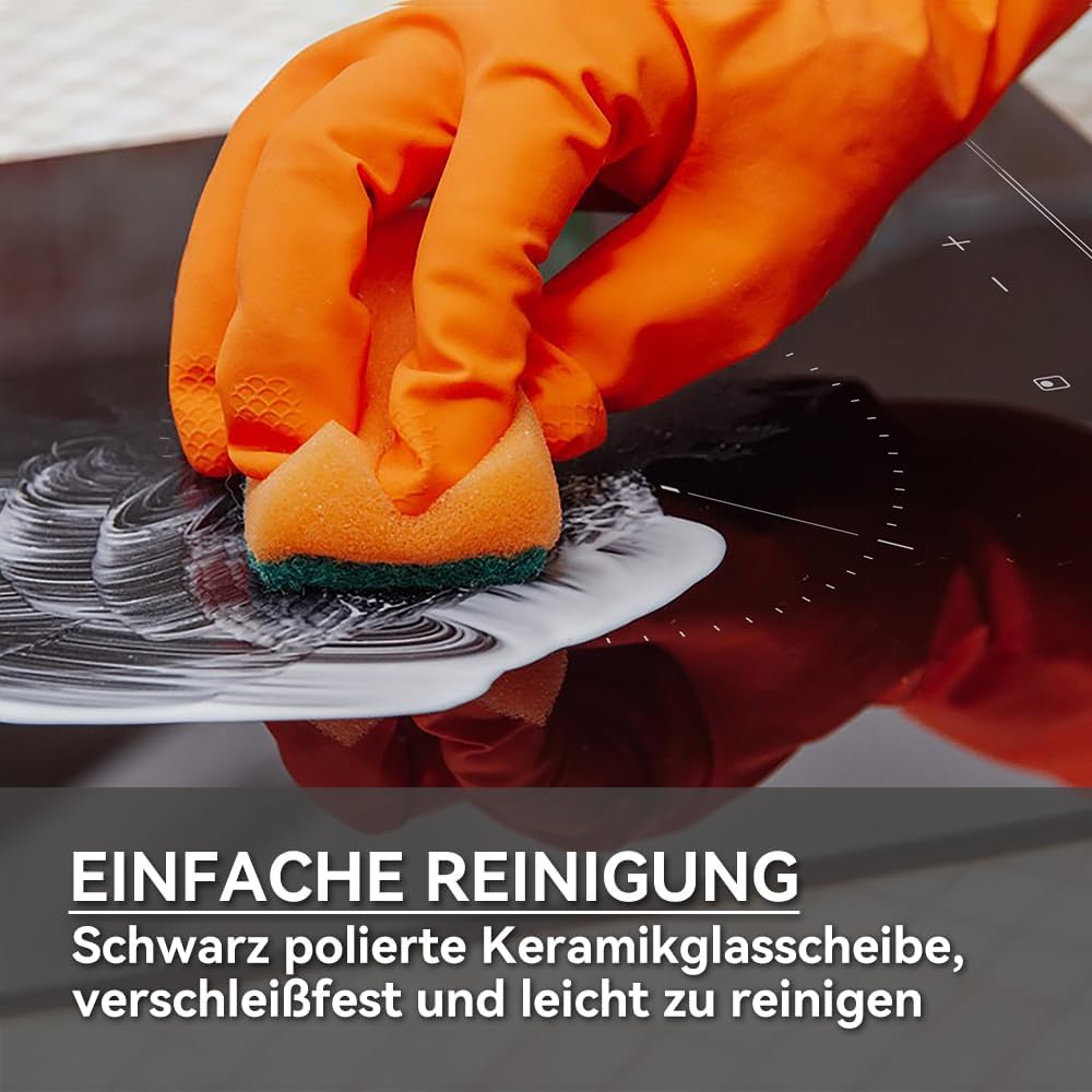 Hermitlux Domino Glaskeramikkochfeld,Eingebaut 29 cm schwarz Glaskeramik elektrisches Kochfeld,9 Leistungsstufen,Sensor-Touch-Steuerung, Kindersicherung, 1-99 Minuten-Timer,Geeignet für Alle Tpfe