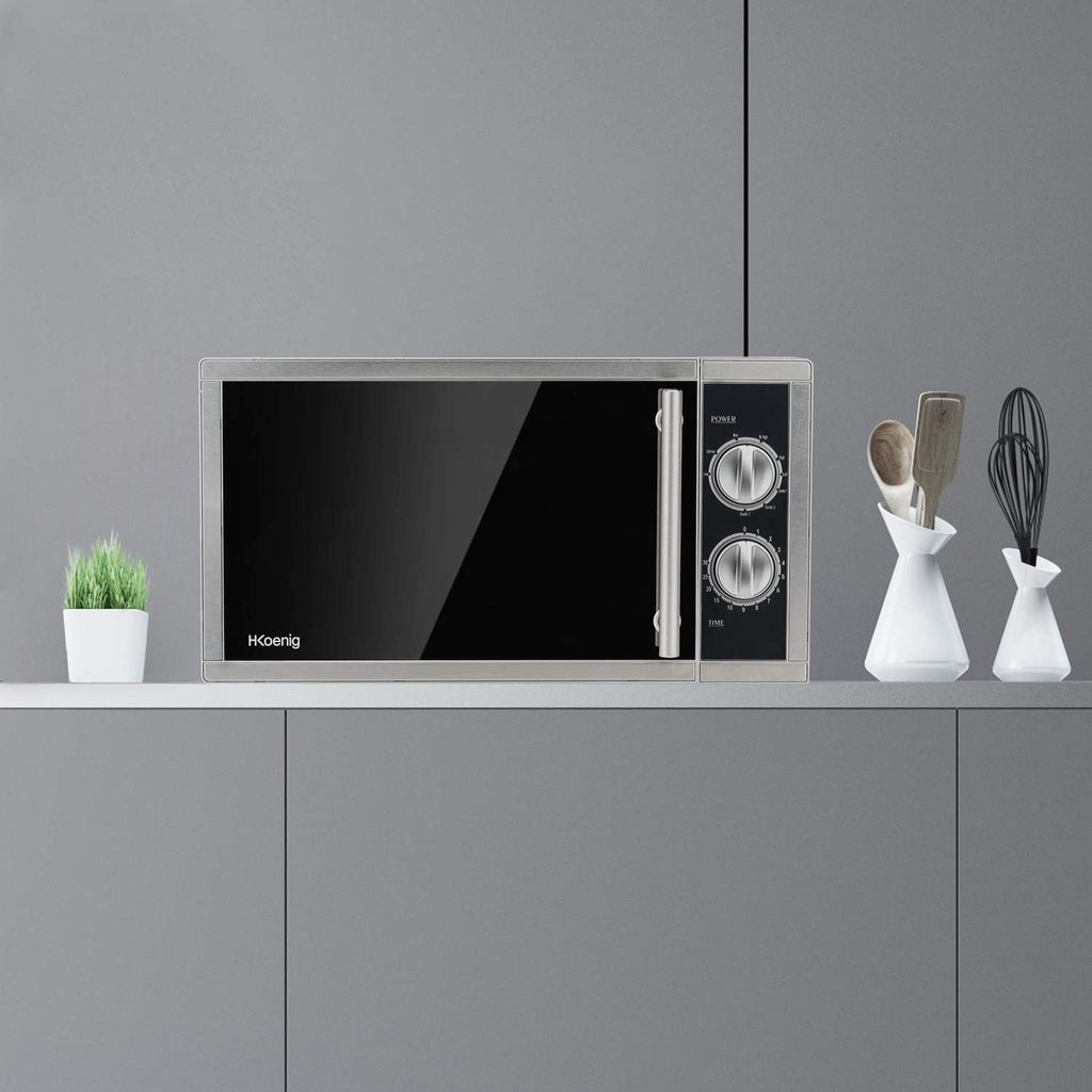 H.Koenig Microonde e Grill 2 in 1 VIO9, 25L, Piatto Girevole 27cm, 10 Livelli di Cottura fino a 1000W, Scongelamento, Cottura Combinata, Display LCD