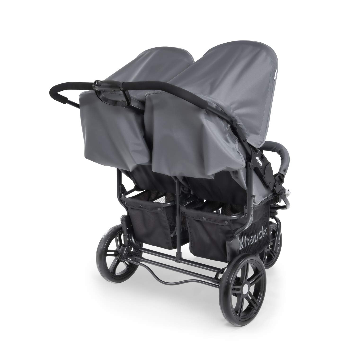 hauck Passeggino Gemellare Roadster Duo SLX, da 0 Mesi fino a 15 kg (circa 3 Anni), con Posizione Nanna, Cestino XL, Chiusura Facile e Compatta, Ruote Grandi (Grigio/Argento)