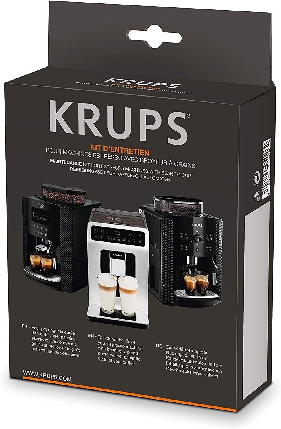 Krups Sensation Macchina da Caffè Automatica, Lancia Vapore, 5 Bevande, Funzione Caffè Filtro, Funzione 2 Tazze, Caffettiera, Nero, EA910810