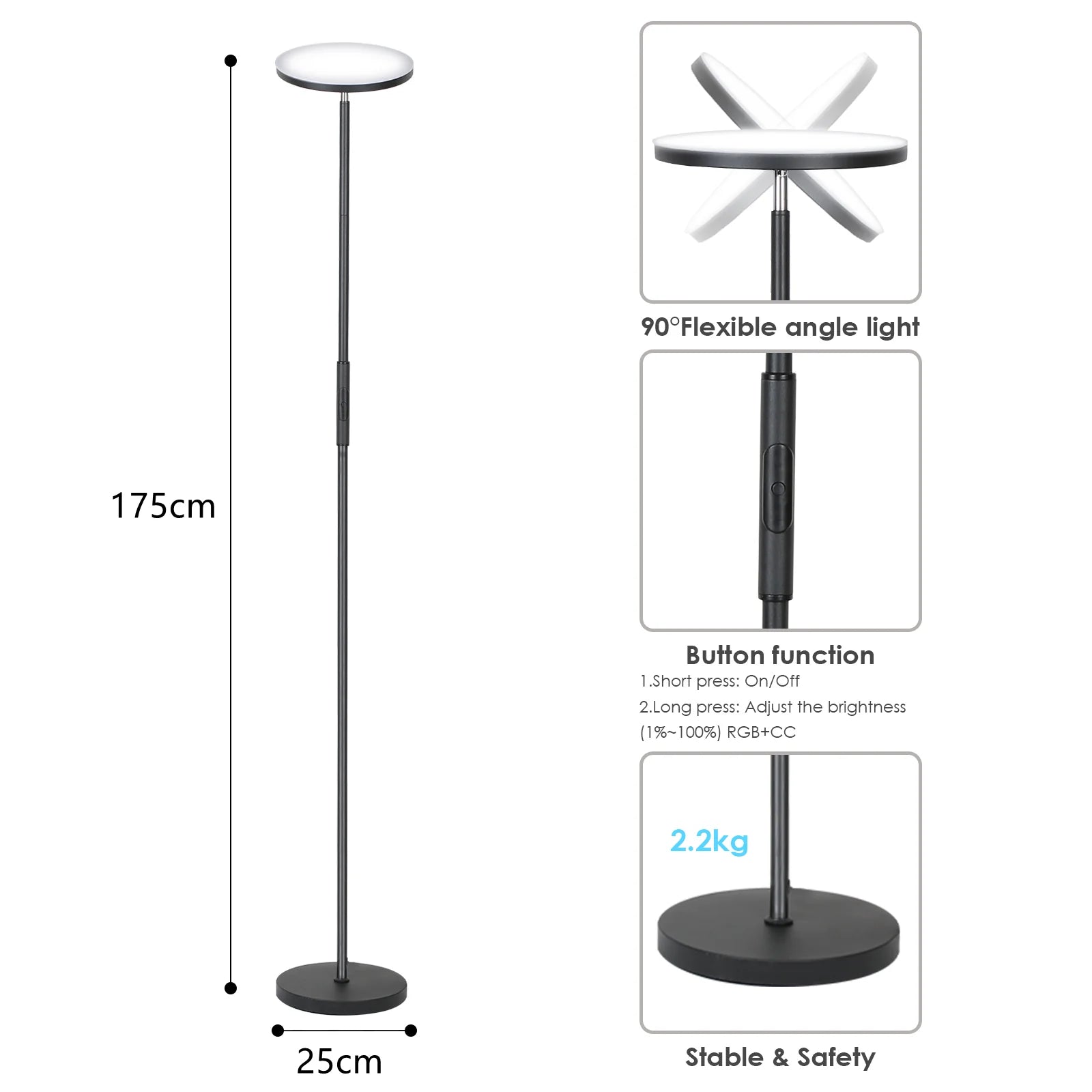 Sonnewelt Lampada da terra a LED dimmerabile RGB 24W