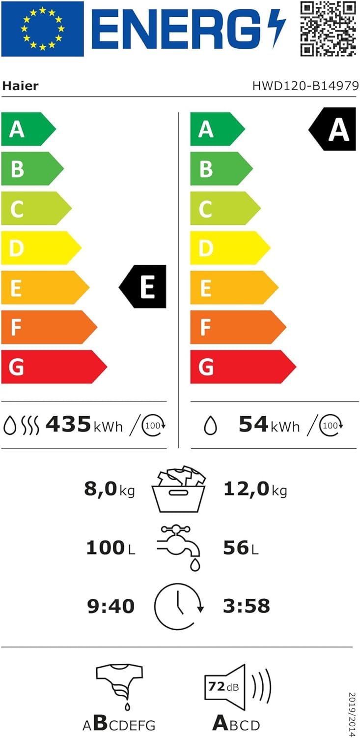 Lavasciuga Haier I-PRO SERIE 7 HWD80-B14979 / 8 kg Lavaggio / 5 kg Asciugatura / Motore Direct Motion - estremamente silenzioso / Cesto XL / Programma vapore I-Refresh / Protezione completa dall'acqua