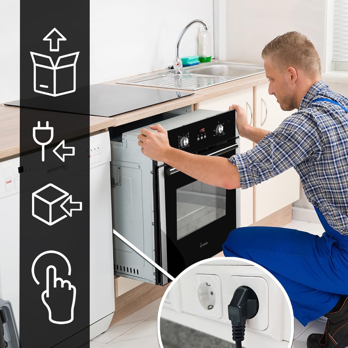 KKT KOLBE Autarkes Herdset | 60cm Einbaubackofen BO8805SS | 59cm Induktionskochfeld IH85900RL | Grill | Heißluft | Automatik-Timer | 2-fach Wärmeschutzverglasung | Kindersicherung | SET8805IH859RL