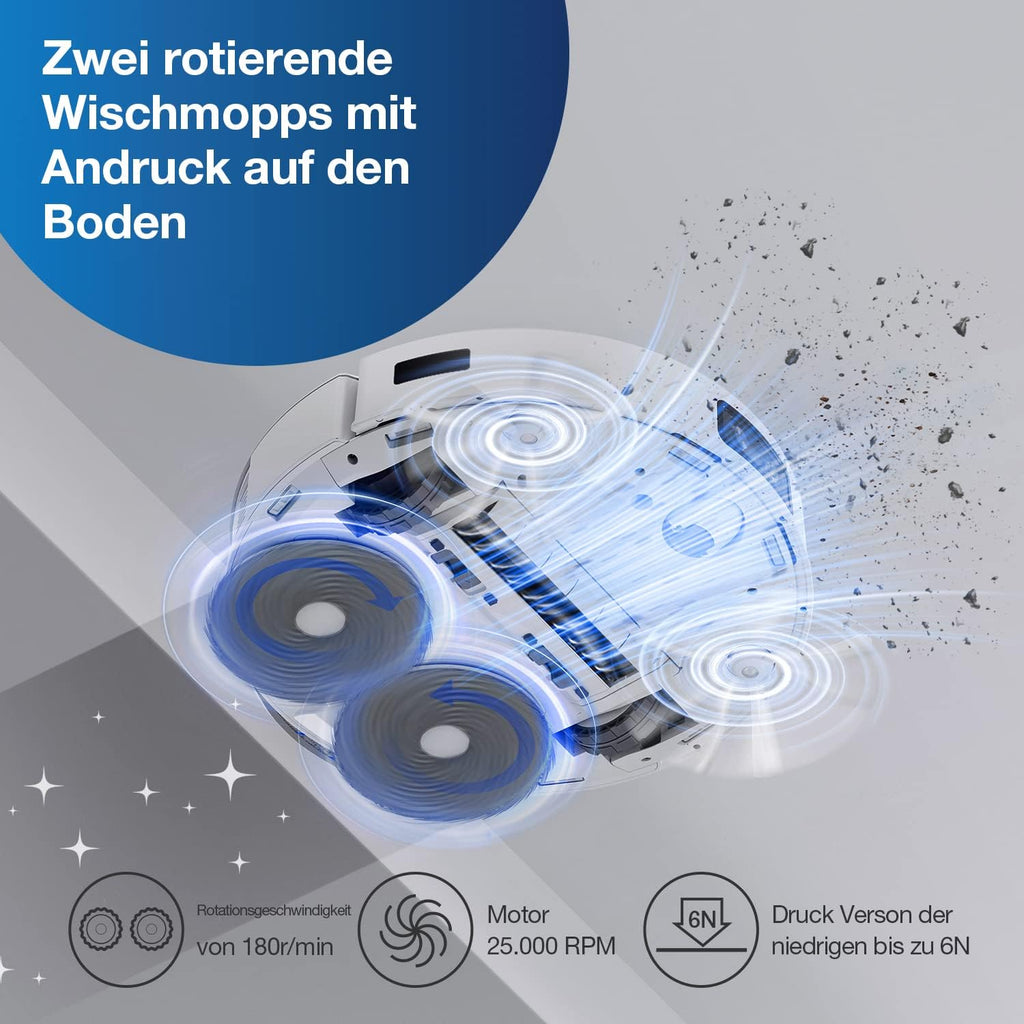 ECOVACS DEEBOT T30S Combo Robot aspirapolvere con funzione di lavaggio e aspirapolvere portatile a batteria, stazione di pulizia tutto in uno, 11000Pa, tecnologia ZeroTangle, pulizia dei bordi TruEdge, lavaggio del mop con acqua calda
