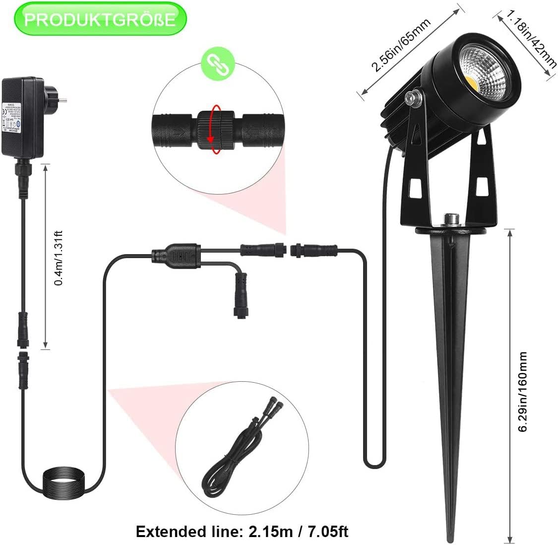 AIMHEIM 12er-Set Gartenstrahler LED Warmweiß, 3W Gartenleuchte Garten Beleuchtung mit Stecker, Schwenkbar Außen-Strahler Aussenbeleuchtung Erdspieß IP65 Wasserdicht für Baum, Pflanzen, Teich