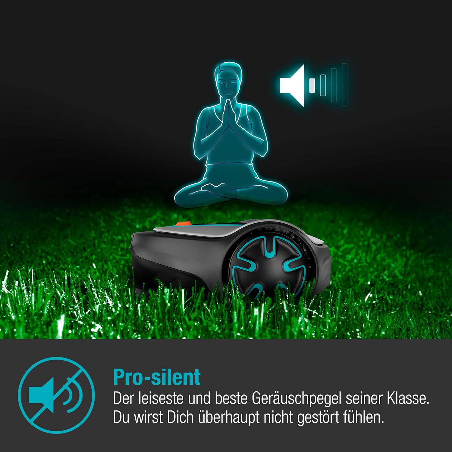 Gardena Rasaerba robotizzato SILENO minimo 500 m: tosaerba intelligente con connettività ottimale, programmabile con l'app Gardena Bluetooth, versione DE (15202-20)