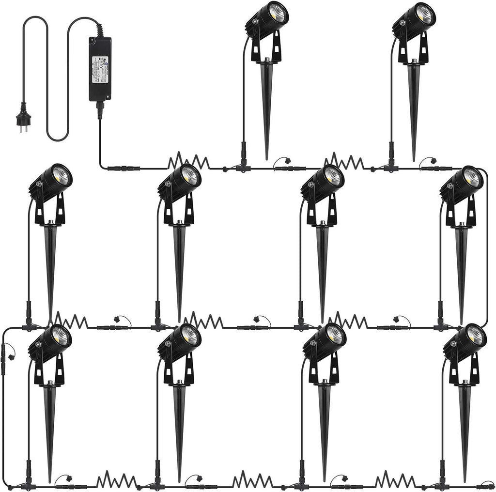AIMHEIM 12er-Set Gartenstrahler LED Warmweiß, 3W Gartenleuchte Garten Beleuchtung mit Stecker, Schwenkbar Außen-Strahler Aussenbeleuchtung Erdspieß IP65 Wasserdicht für Baum, Pflanzen, Teich
