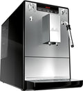 Melitta Solo & Milk - Macchina da caffè completamente automatica compatta con montalatte, con serbatoio dell'acqua rimovibile, per es. caffè o cappuccino, argento