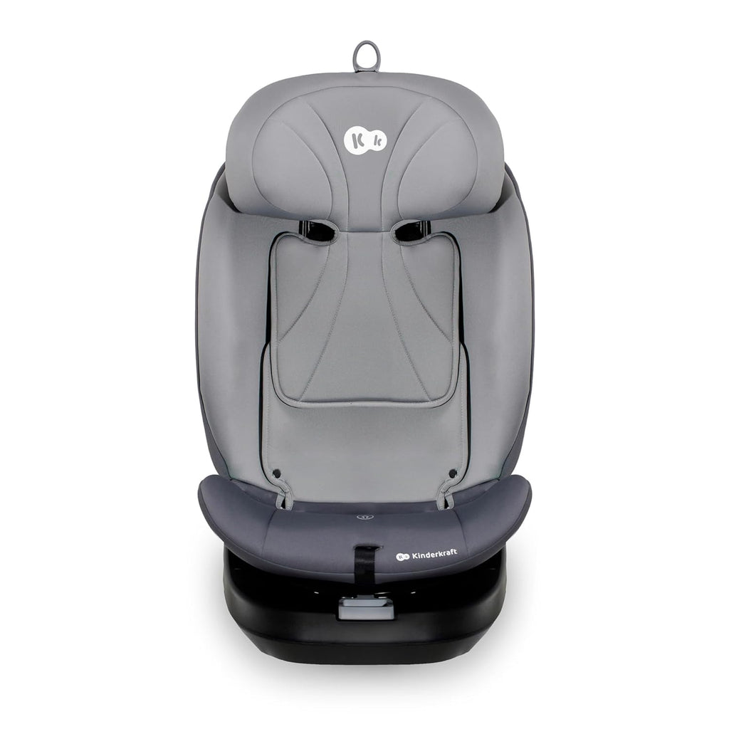 Kinderkraft I-GROW Kindersitz 0-36 kg, I-SIZE 40-150 cm, 360 grad drehbar, Kinderautositz mit Isofix station, FWF und RWF, Verstellbare Kopfstütze/Rückenlehne mit Liegeposition, Grau