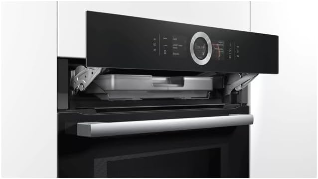 Bosch HMG7361B1, Serie 8 Forno da incasso intelligente con funzione microonde, 60 x 60 cm, Made in Germany, Nero, Air Fry, Anello di controllo digitale, Display touch, Programmi automatici, Supporto per la pulizia