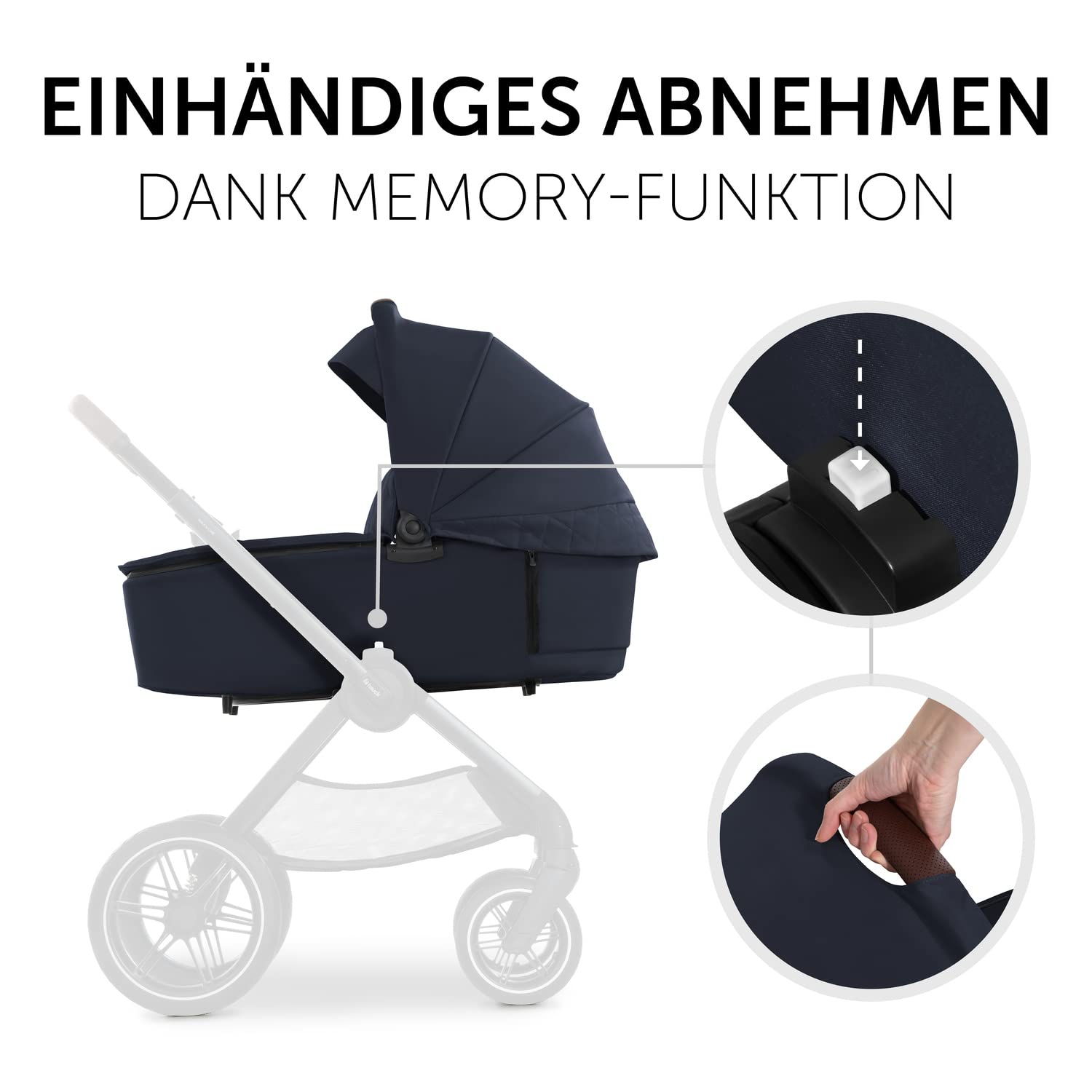 hauck Kinderwagen mit Beindecke Walk N Care ab Geburt bis 22 kg mit Liegefunktion, Becherhalter, Sitz Wendbar & Höhenverstellbar, Gummireifen, Teleskopgriff, UPF 50+, Zusammenklappbar (Dark Navy Blue9