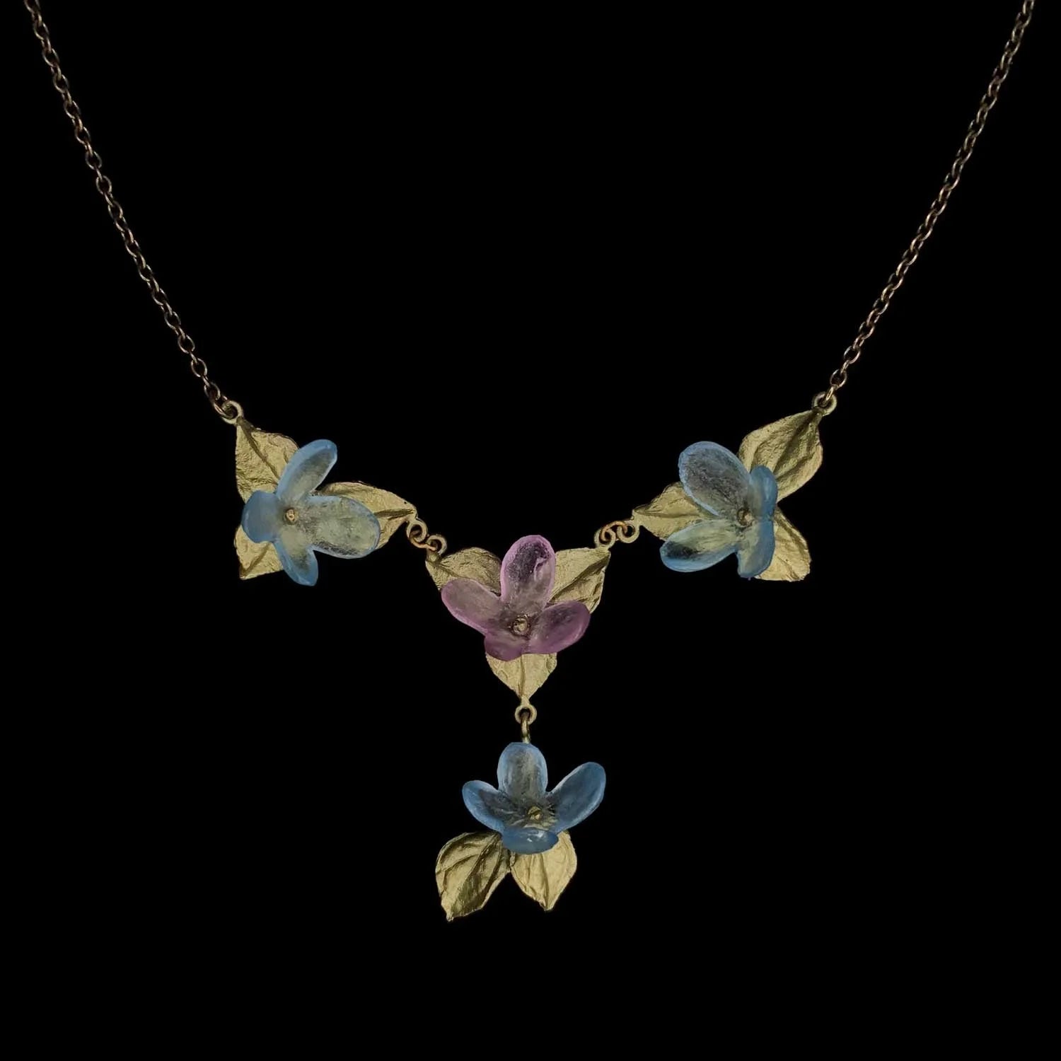 Collana Ortensia Blu - 4 Fiori