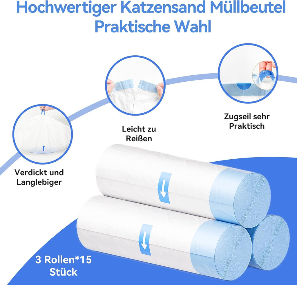 Amicura Cura 2 Selbstreinigende Katzentoilette, 360-Grad-Erkennung Intelligente Anti-Falle, App-Steuerung, 65L Katzenklo Selbstreinigend mit Offenem Dachfenster, Anti-Odor Große Elektrisches Katzenklo