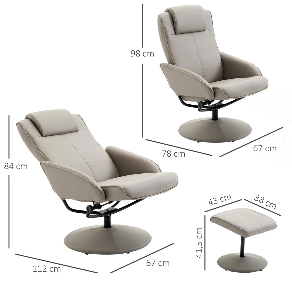 Poltrona relax HOMCOM con poggiapiedi ergonomica reclinabile in similpelle grigia