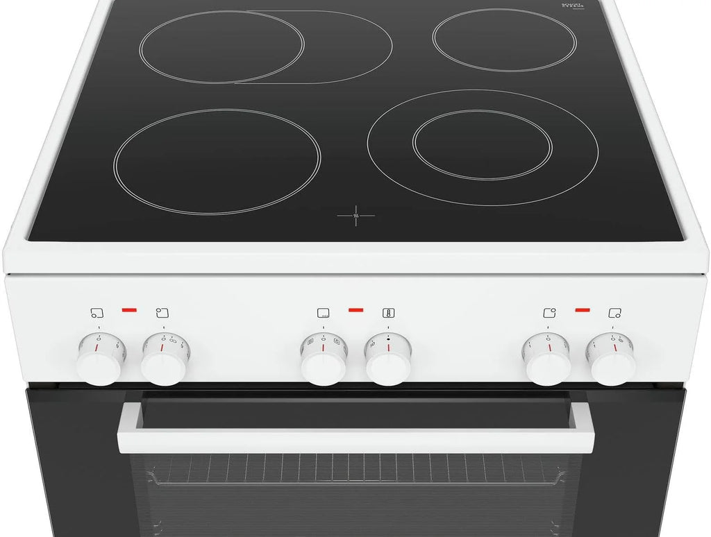 Bosch HKR39C250 Serie 4 Cucina Elettrica Indipendente, 60 cm di larghezza, Pulizia EcoClean Direct, Cottura a Ventilazione 3D su 3 livelli, Controllo con Display LED, Zona di cottura espandibile per pentole grandi
