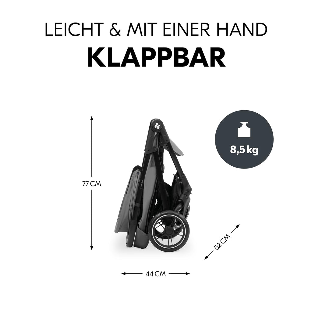 hauck Set Trio 3in1 Shop N Care con Passeggino, Navicella, Seggiolino Auto dalla nascita fino a 22 kg, Chiusura Compatta, Reclinabile, Portabicchieri & Vassoio, Protezione UV 50+ (Grey)