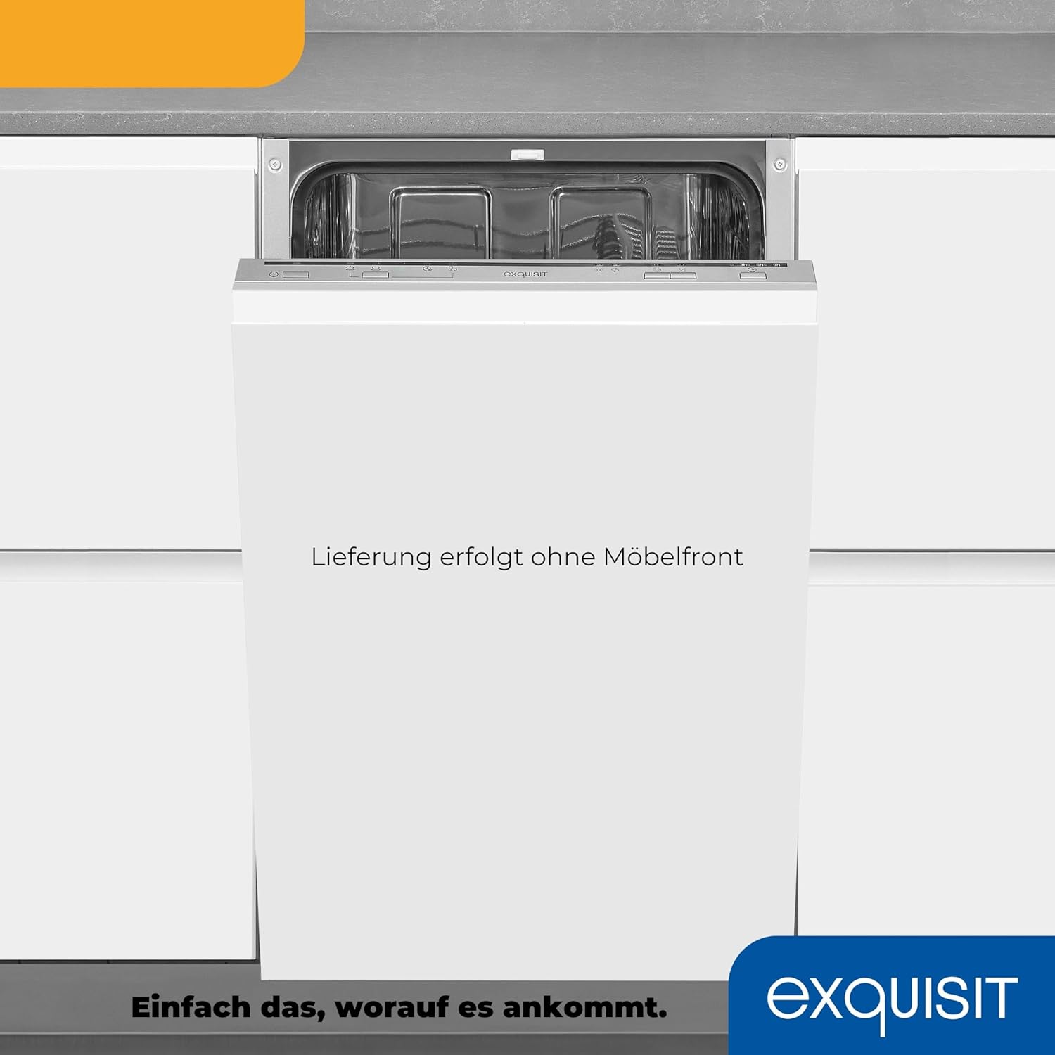 Lavastoviglie Exquisit, 45 cm di larghezza, parzialmente integrata, 9 coperti, 9 litri, partenza ritardata, modalità ECO, lavastoviglie 45 cm, EGSP51009-EB-030E inox