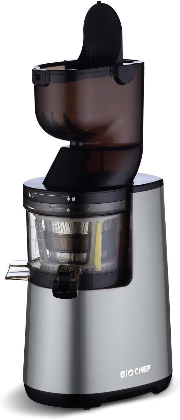 BioChef Atlas Whole Slow Juicer - Per frutta intera / Estrattore di succo / 250W / Con doppia apertura ampia e garanzia a vita sul motore - Rosso