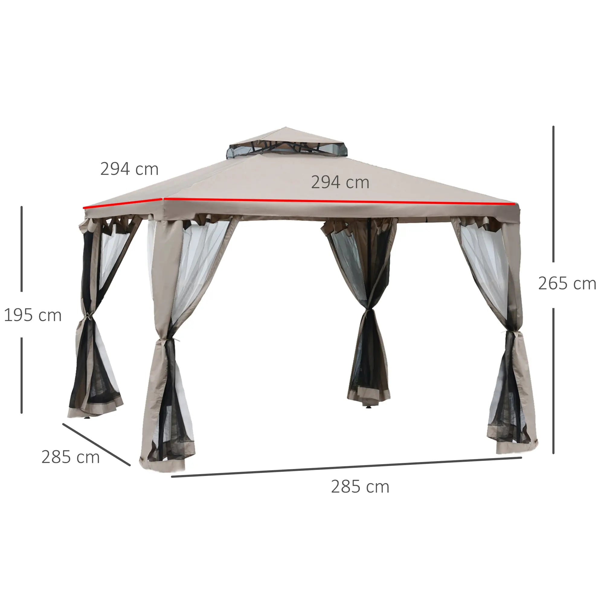 Outsunny Gazebo da Giardino con Zanzariera Doppia Tetto Protezione UV