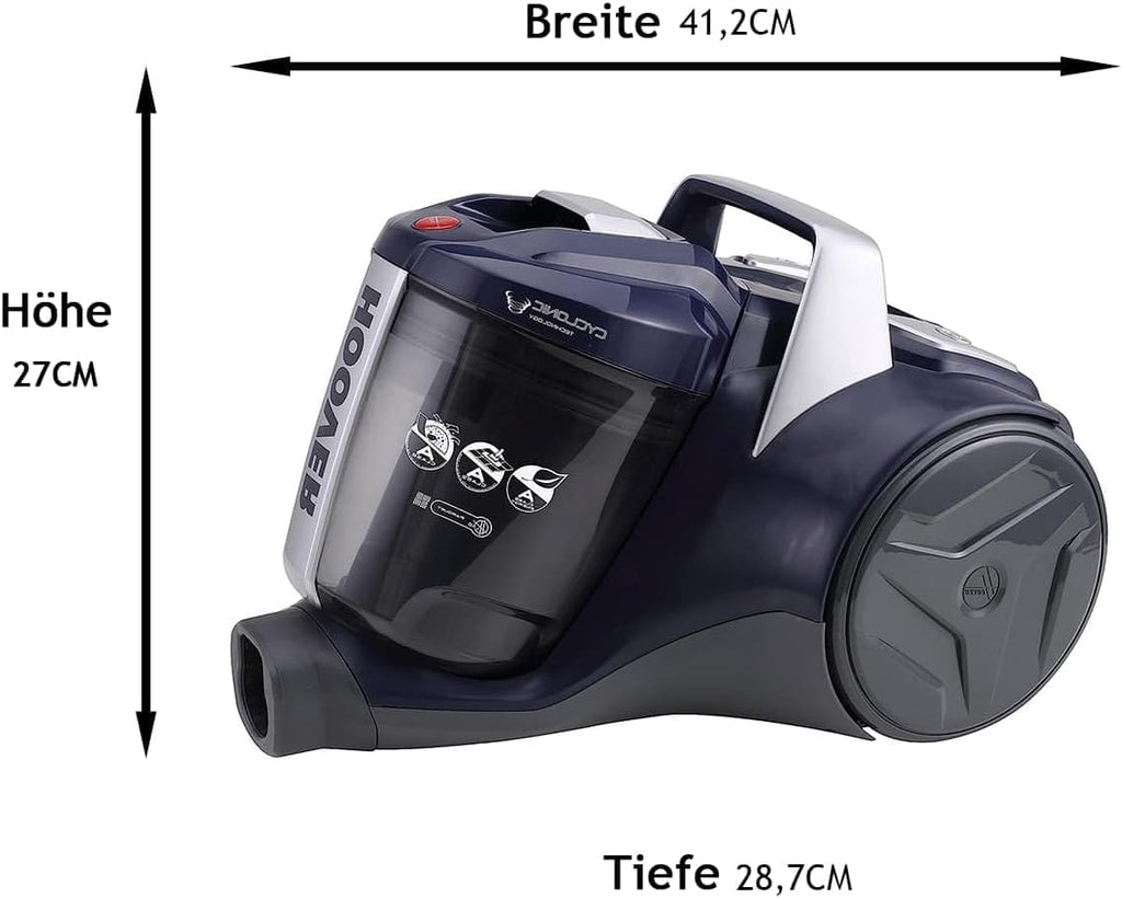 Hoover Aspirapolvere per Peli di Animali Domestici BREEZE PET con Bocchetta per Animali Domestici I Aspirapolvere senza sacco per peli di cane e gatto I Con asta regolabile, filtro EPA, cavo da 5 m con avvolgimento automatico e impugnatura