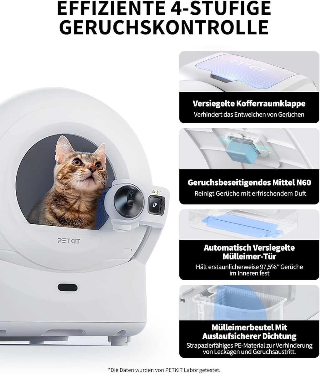 PETKIT Purobot Ultra Selbstreinigende Katzentoilette, Katzenklo Selbstreinigend mit 1080P HD-Kamera,Intelligente Reinigung, Kapazität 70L, Überwachung der Gesundheit AI, Ultra Leise und Sicher