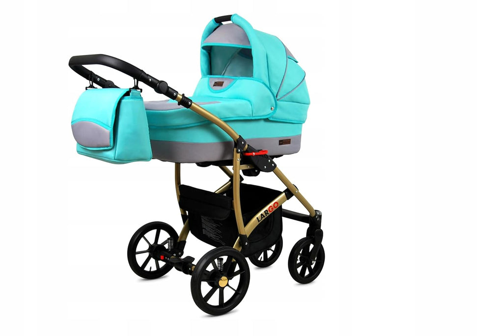 BabyLux Largo 2-in-1 Baby Kinderwagen Tief und Kinderwagen mit Zubehör Verstellbar und faltbar Aluminiumkonstruktion Wasserdicht Nicht abnehmbare Räder Brown Cream White Frame