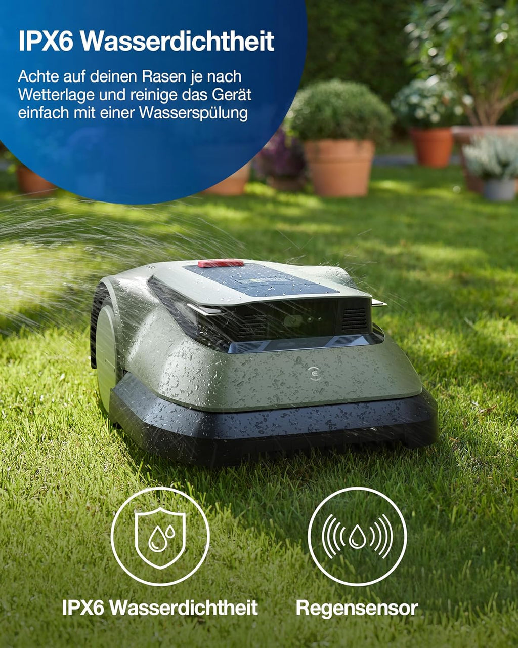 ECOVACS Goat GX-600 Robot rasaerba senza filo perimetrale per prati fino a 600m² (Press & Mow, prevenzione ostacoli AIVI 3D, pianificazione logica del percorso, pendenza del 40%, Video Manager, lame flottanti)