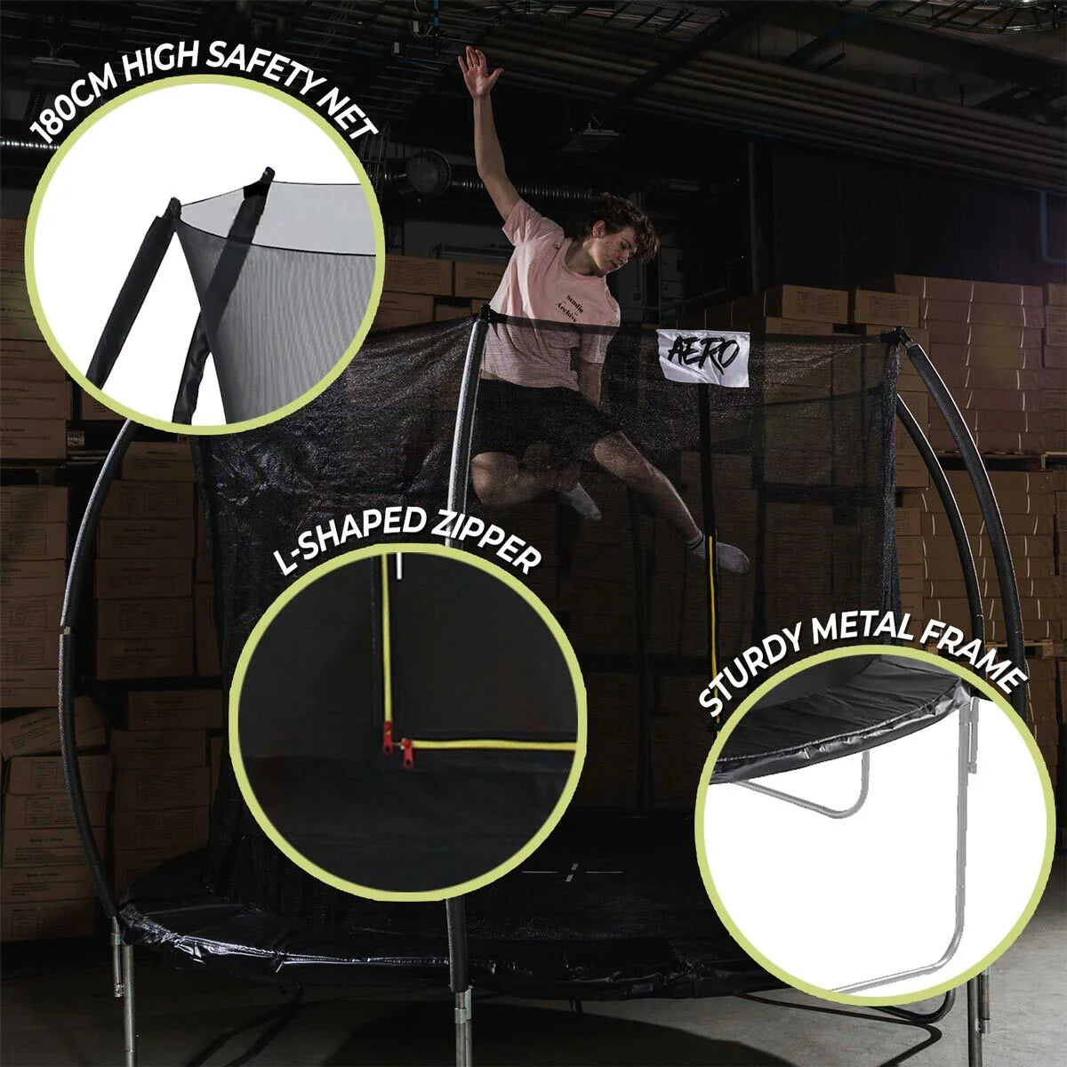 React Aero Trampolin 3,66m mit Sicherheitsnetz