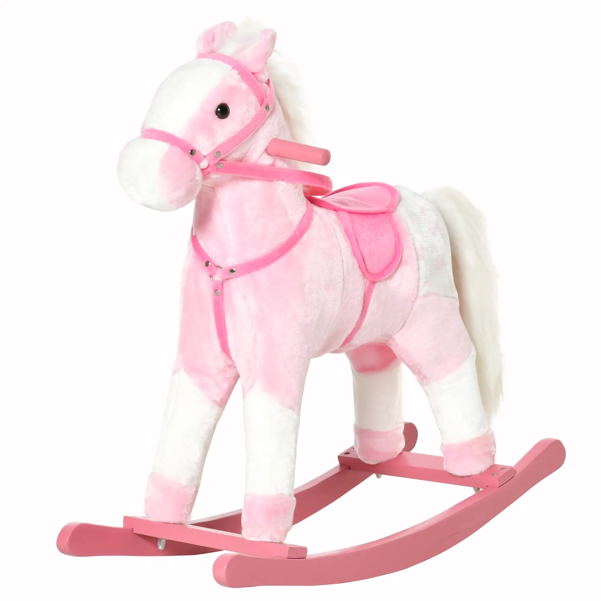 HOMCOM Cavallo a dondolo con suono, rosa
