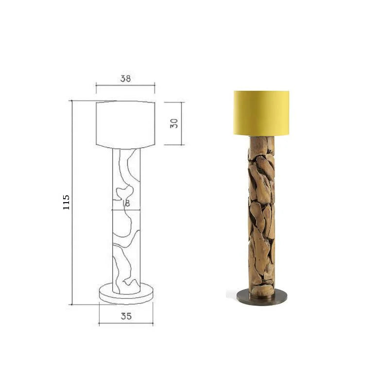 Treibholz Stehlampe XILON yellow | Hhen: 115 cm, 145 cm
