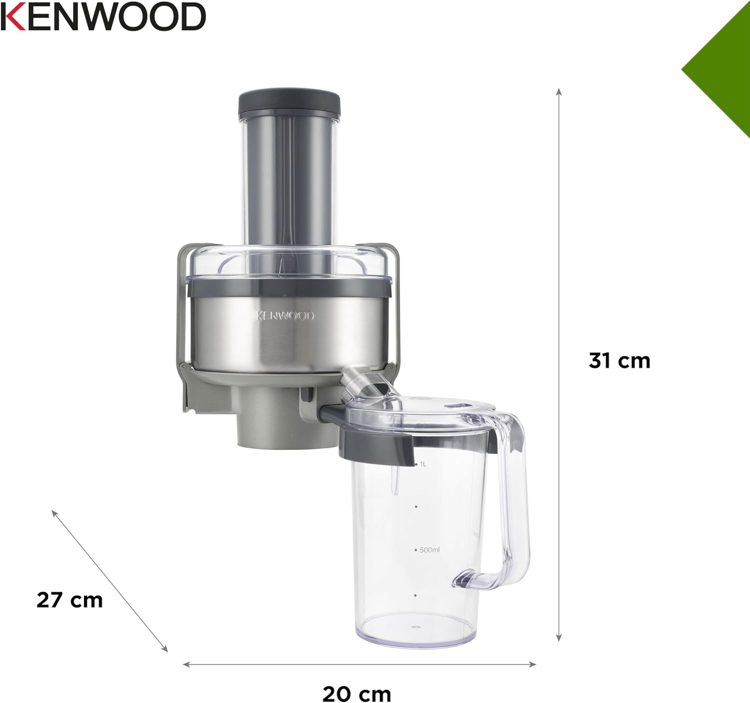 Kenwood Spremiagrumi Profi AT641 per impastatrice planetaria Cooking Chef KM 070, aspetto acciaio inox, 20 x 27 x 31 cm
