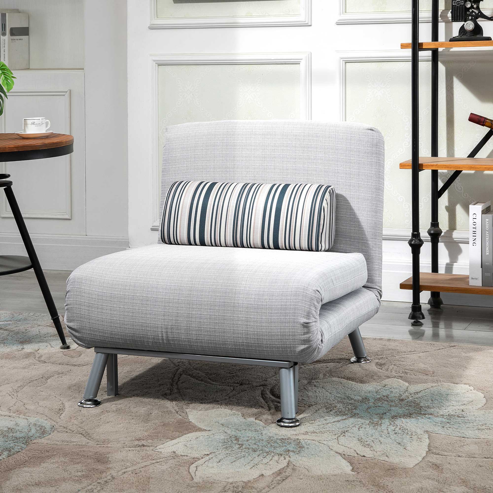 HOMCOM Poltrona Letto 2-in-1 con Schienale Regolabile