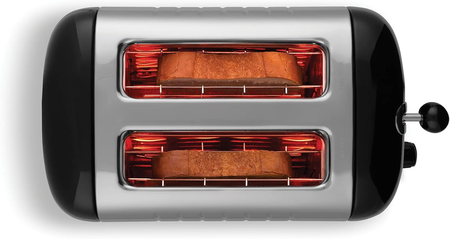 Tostapane Dualit Lite a 2 Fette - 1,1kW Tosta 60 Fette di Pane Tostato All'ora - Lucido con Bordo in Bianco Canvas - Funzione Bagel e Scongelamento - Tostapane Bianco Canvas con Fessure Larghe 36mm