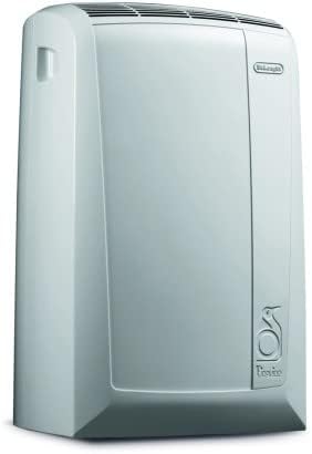 De'Longhi Pinguino PAC EM82, Condizionatore Portatile per ambienti fino a 80 m³, 9.400 BTU, 2,4 kW, 63 dB, Funzione Deumidificatore, Classe Energetica A, Timer 24h, Bianco