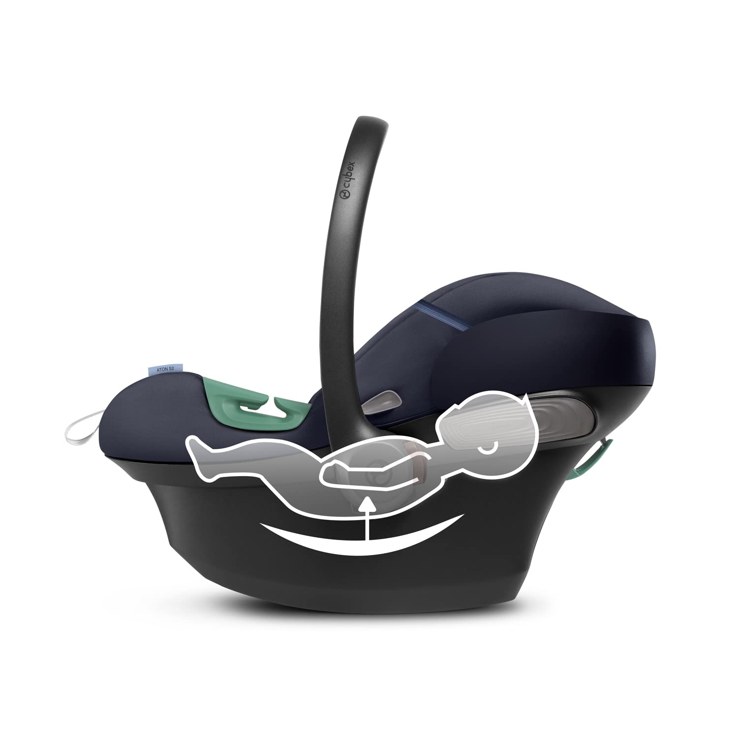 CYBEX Gold Babyschale Aton S2 i-Size, Ab Geburt bis ca. 24 Monate, Max. 13 kg, Inkl. Neugeboreneneinlage, SensorSafe kompatibel, Ocean Blue