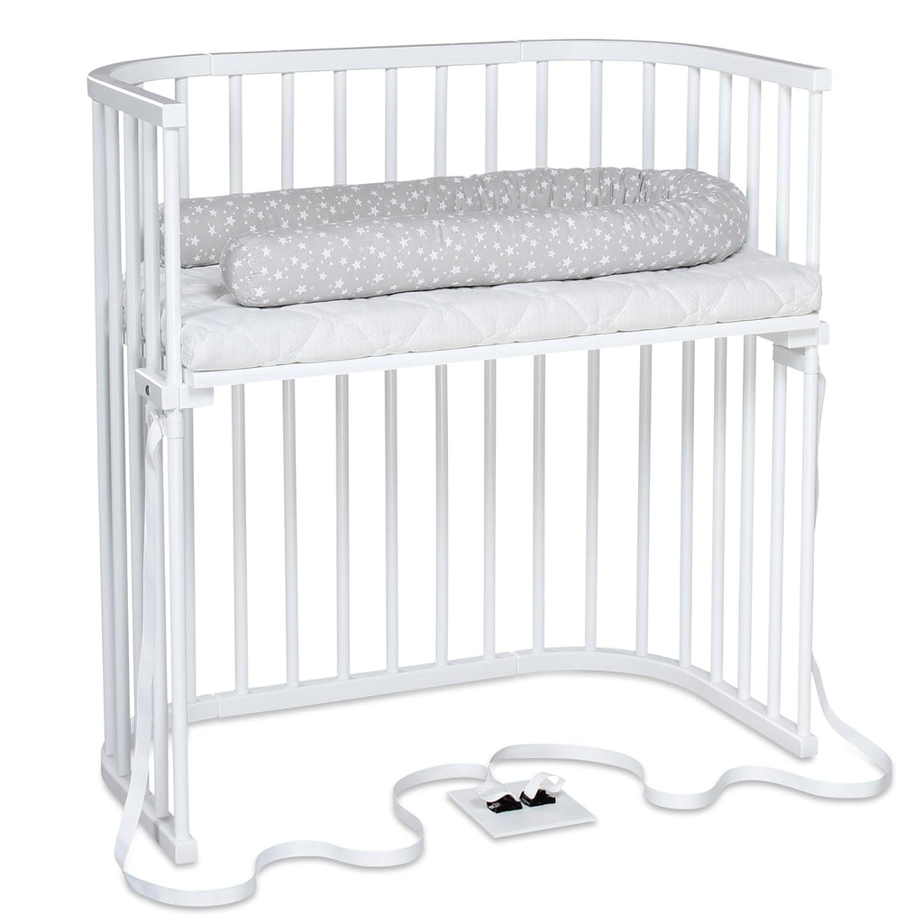 babybay Original Lettino da affiancare in massello di faggio / compatto e trasformabile / Altezza regolabile senza livelli preimpostati ed ecologico / Lettino evolutivo (laccato bianco) / Materasso incluso