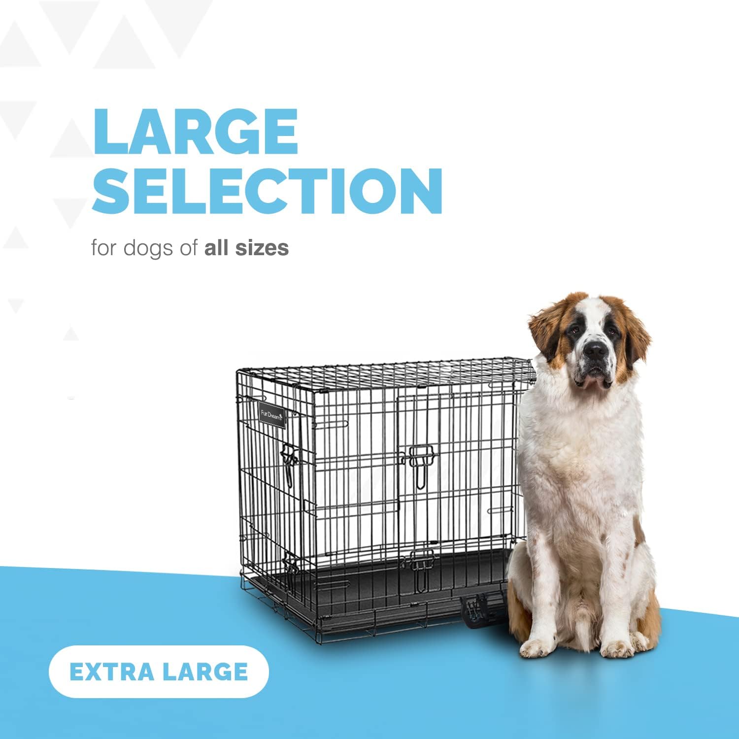 Gabbia per cani (76 cm) – Gabbia per animali domestici in metallo nero con 2 porte (anteriore e laterale) con base in plastica resistente ai morsi e maniglia per il trasporto, robusta box, perfetta per l'addestramento dei cuccioli (media)