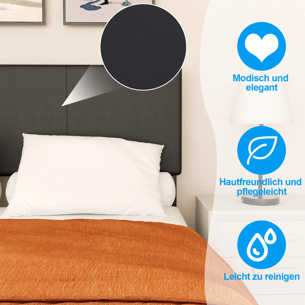 Sonnewelt Letto Imbottito con Testiera in Pelle