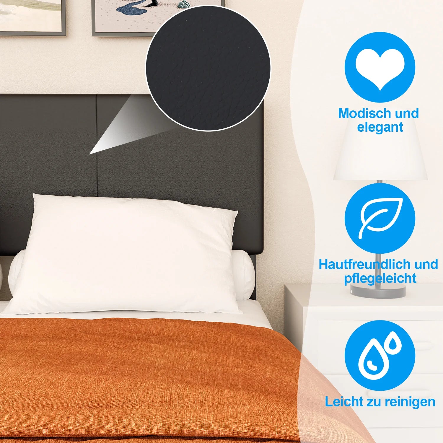Sonnewelt Letto Imbottito con Testiera in Pelle