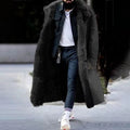 Cappotto lungo caldo invernale da uomo foderato in pelliccia